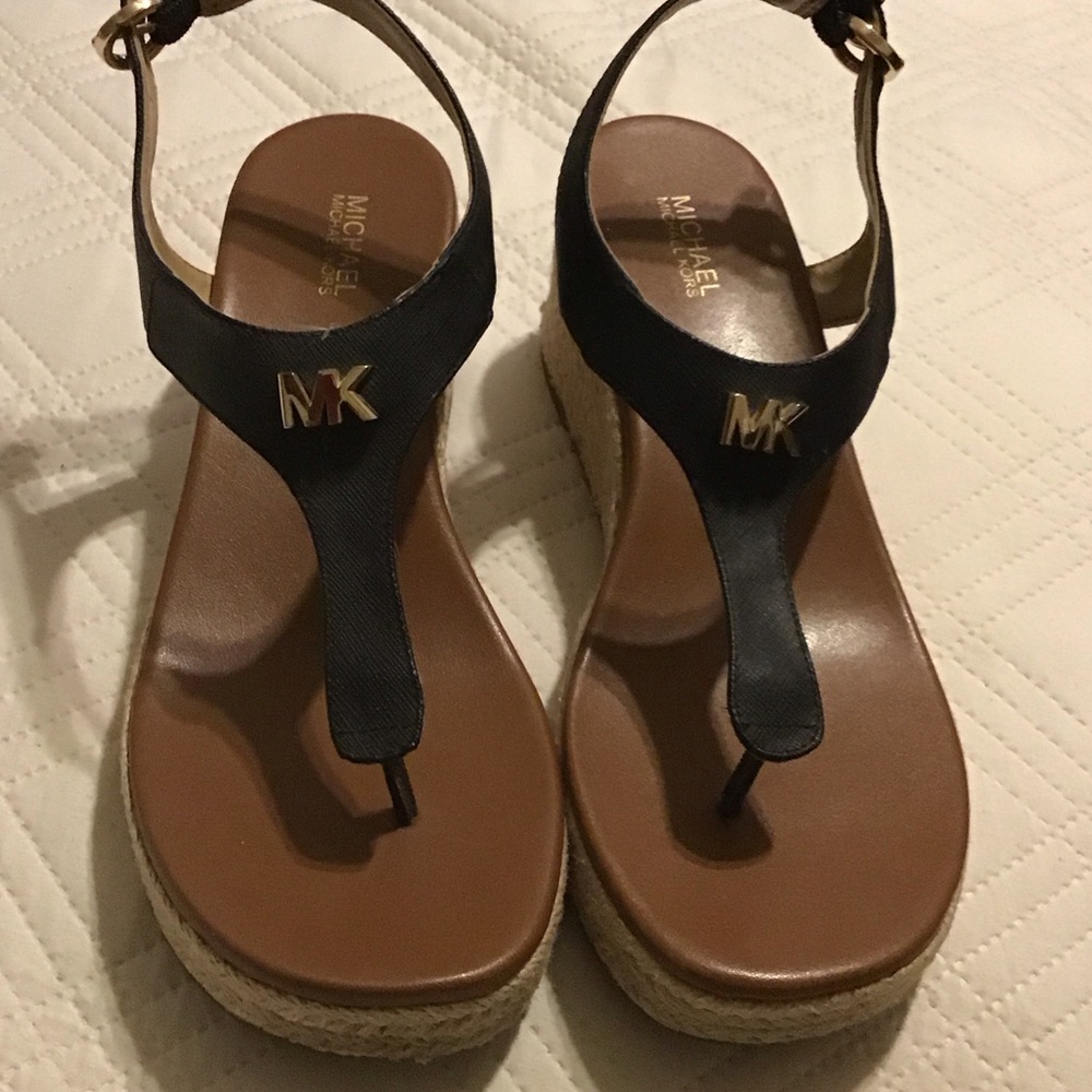 Michael Kors Black and Tan Women's Sandals